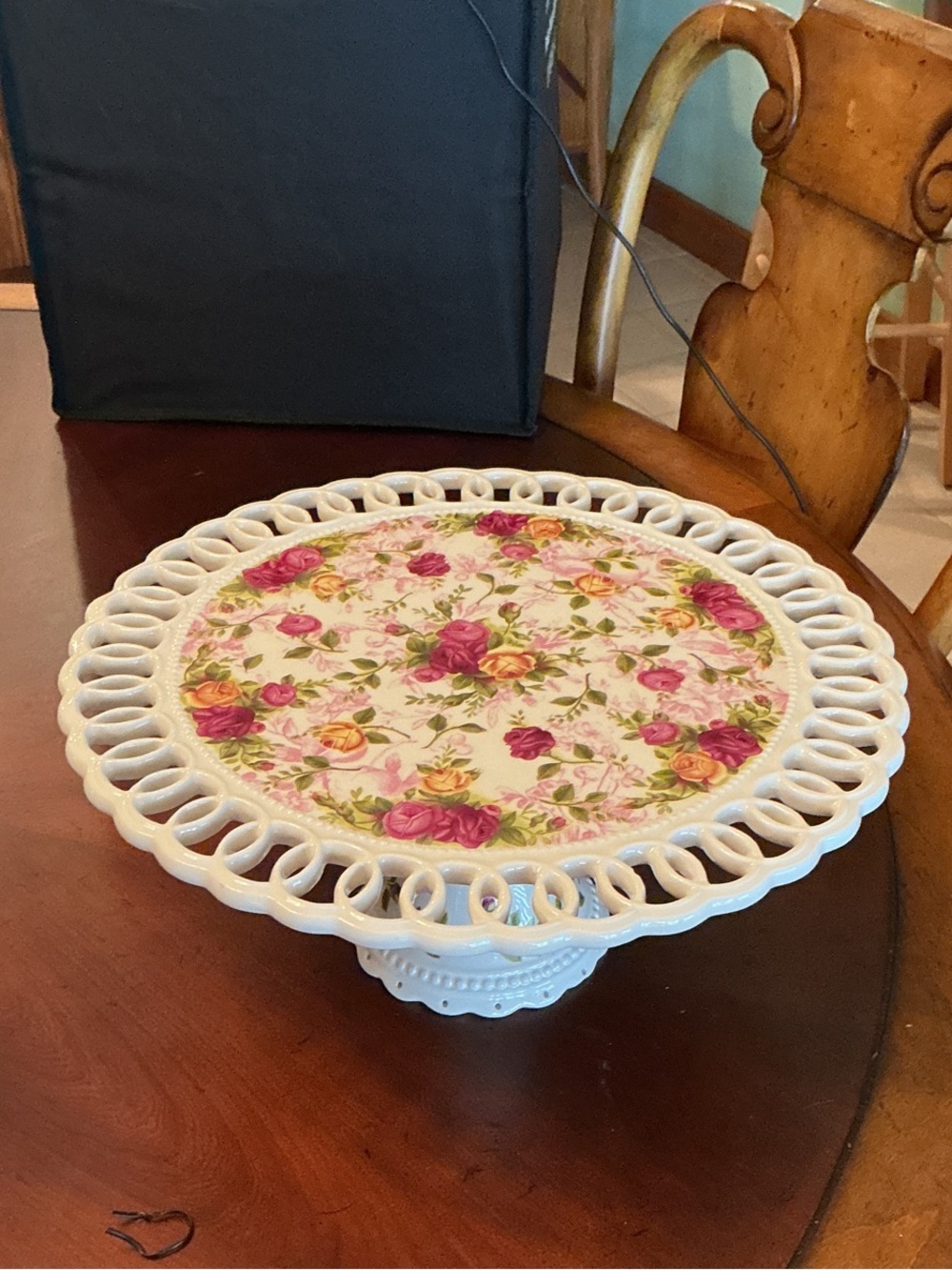 Royal Albert Old Country Roses Cake Plate Pierced China